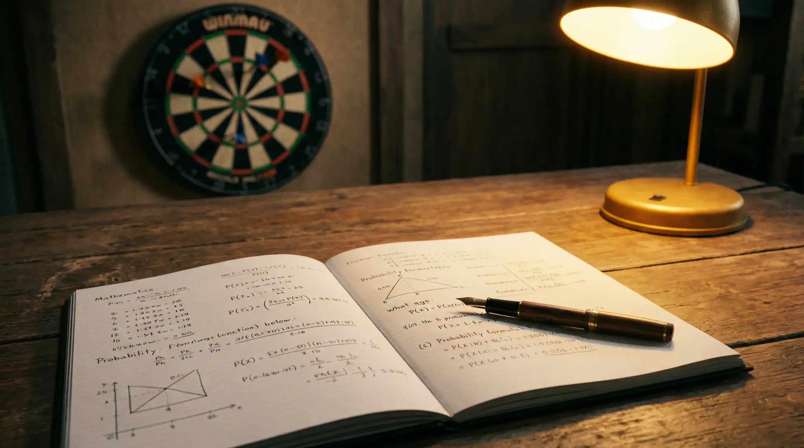 Darts value betting expected value calculation on a match analysis board